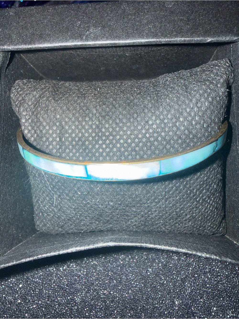 Aqua seashell Inlay Bangle Bracelet - Women Jewelry